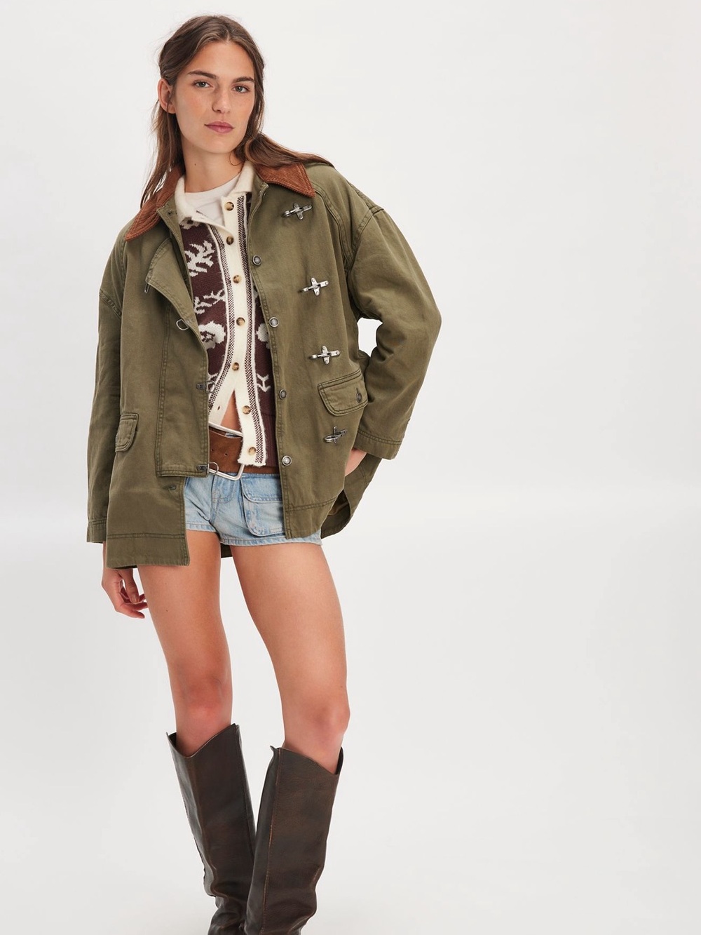 Free People We The Free Barn Jacket in Deep Green